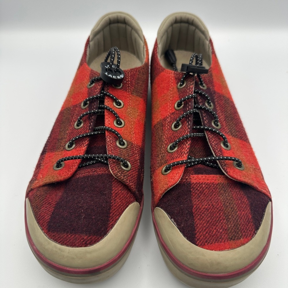 Keen Elsa III Wool Flannel Tartan Red Plaid Shoes Sneakers Lock Laces 8.5 EU 39